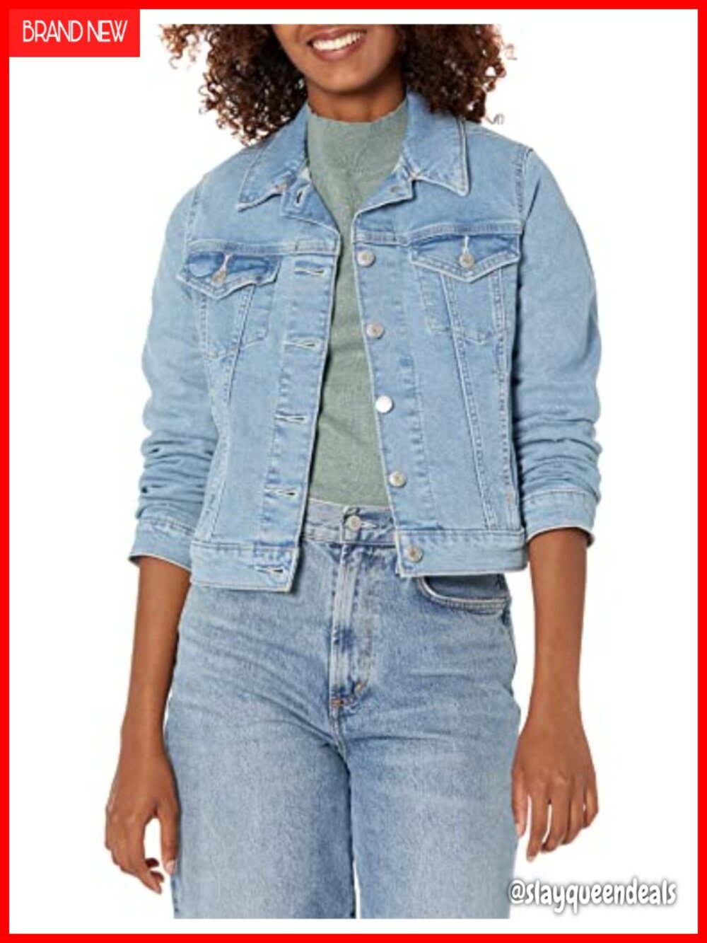 Stretch Denim Trucker Jacket Fitted Vintage Style